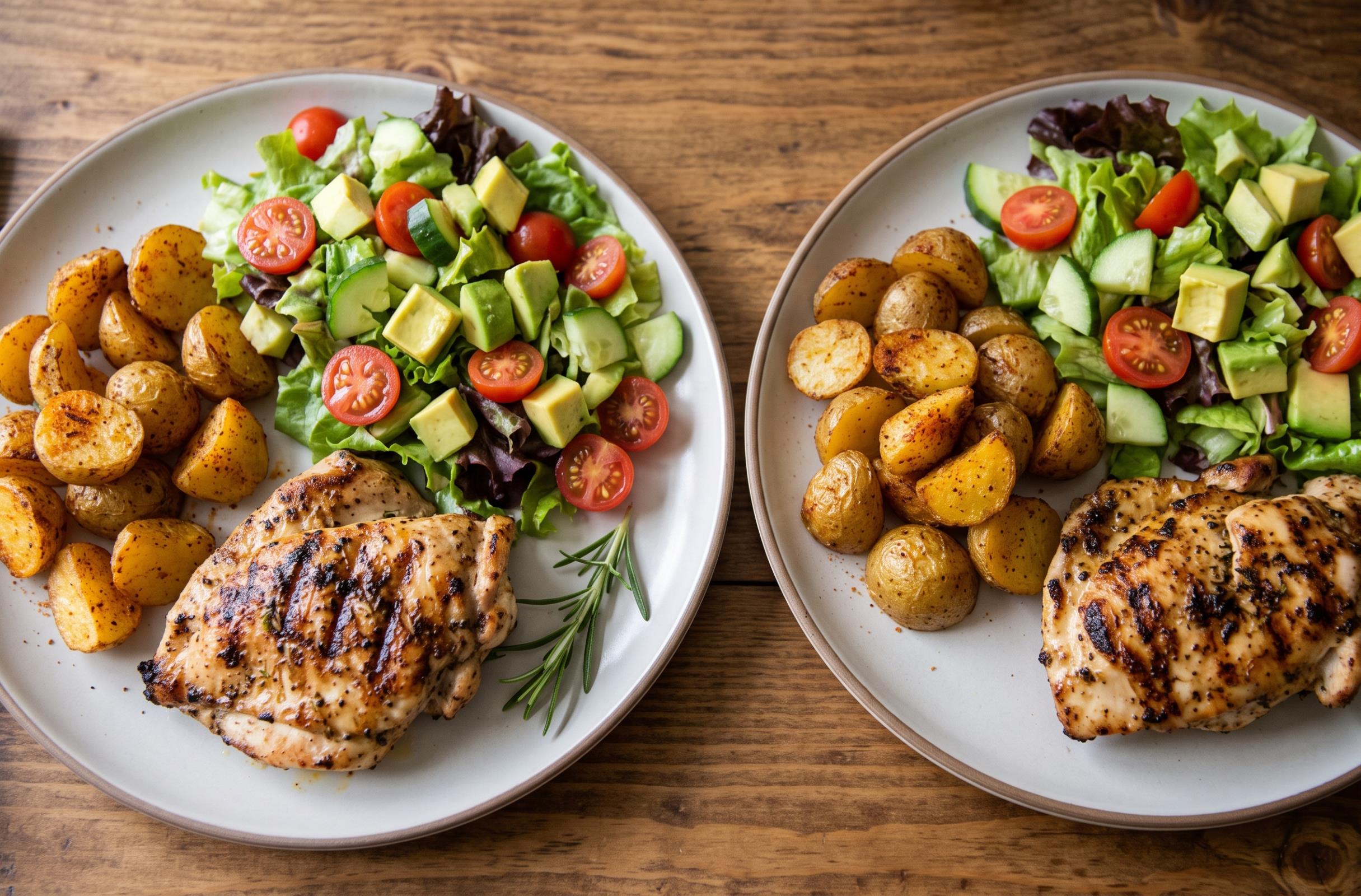 Churrasco de pollo con papas y ensalada